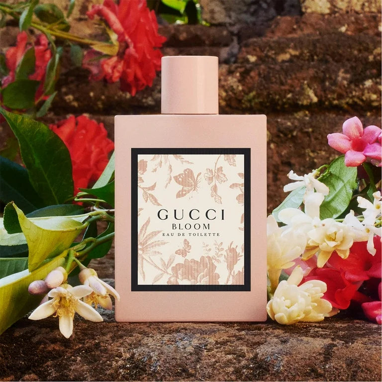 Gucci Bloom perfume bottie with floral design,luxury perfume bottle